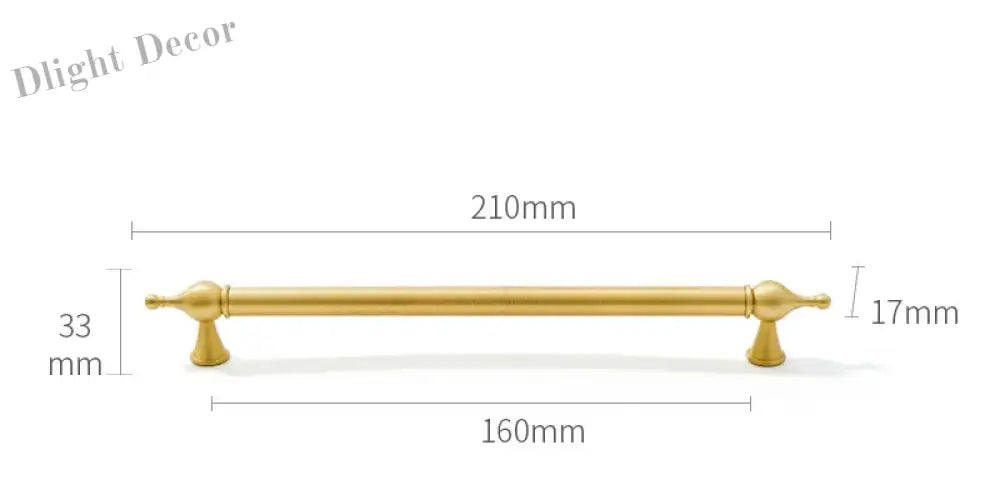 Satin Brass Cabinet Handles – Modern Ball Design Wardrobe Knobs and Drawer Pulls (French Style) 210mm Handles