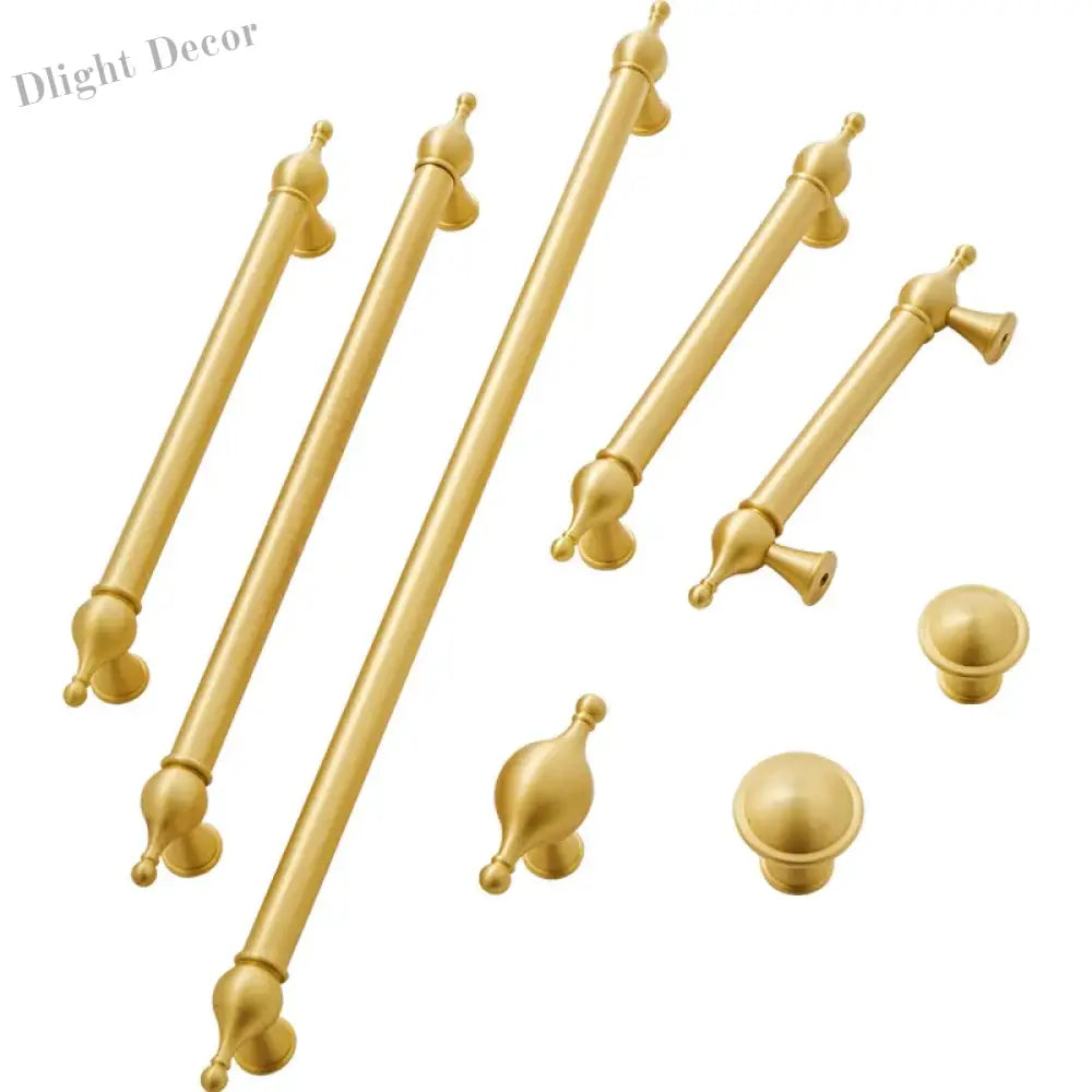 Satin Brass Cabinet Handles – Modern Ball Design Wardrobe Knobs and Drawer Pulls (French Style) Handles