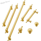 Satin Brass Cabinet Handles – Modern Ball Design Wardrobe Knobs and Drawer Pulls (French Style) Handles