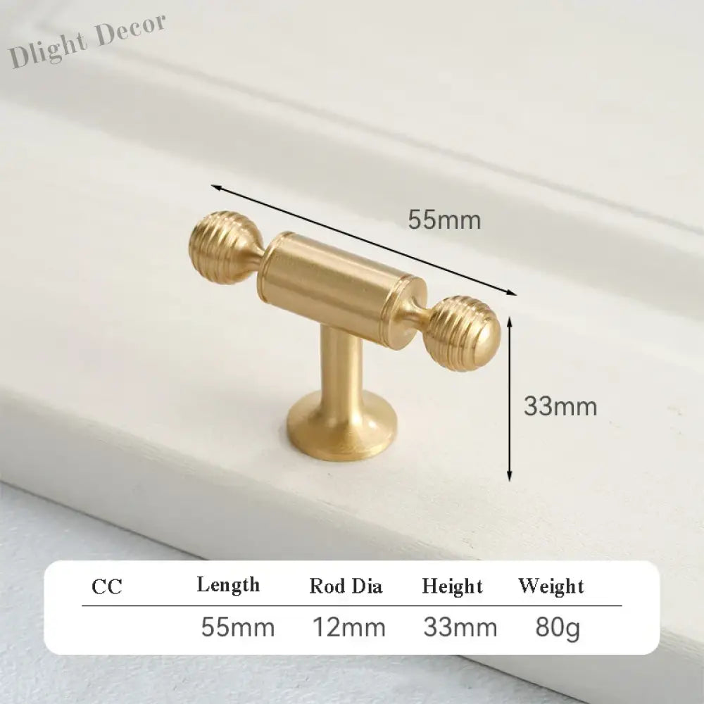 Satin Brushed Gold Brass Cabinet Handles – Modern Wardrobe and Drawer Knobs with French Style 2040-050 Handles