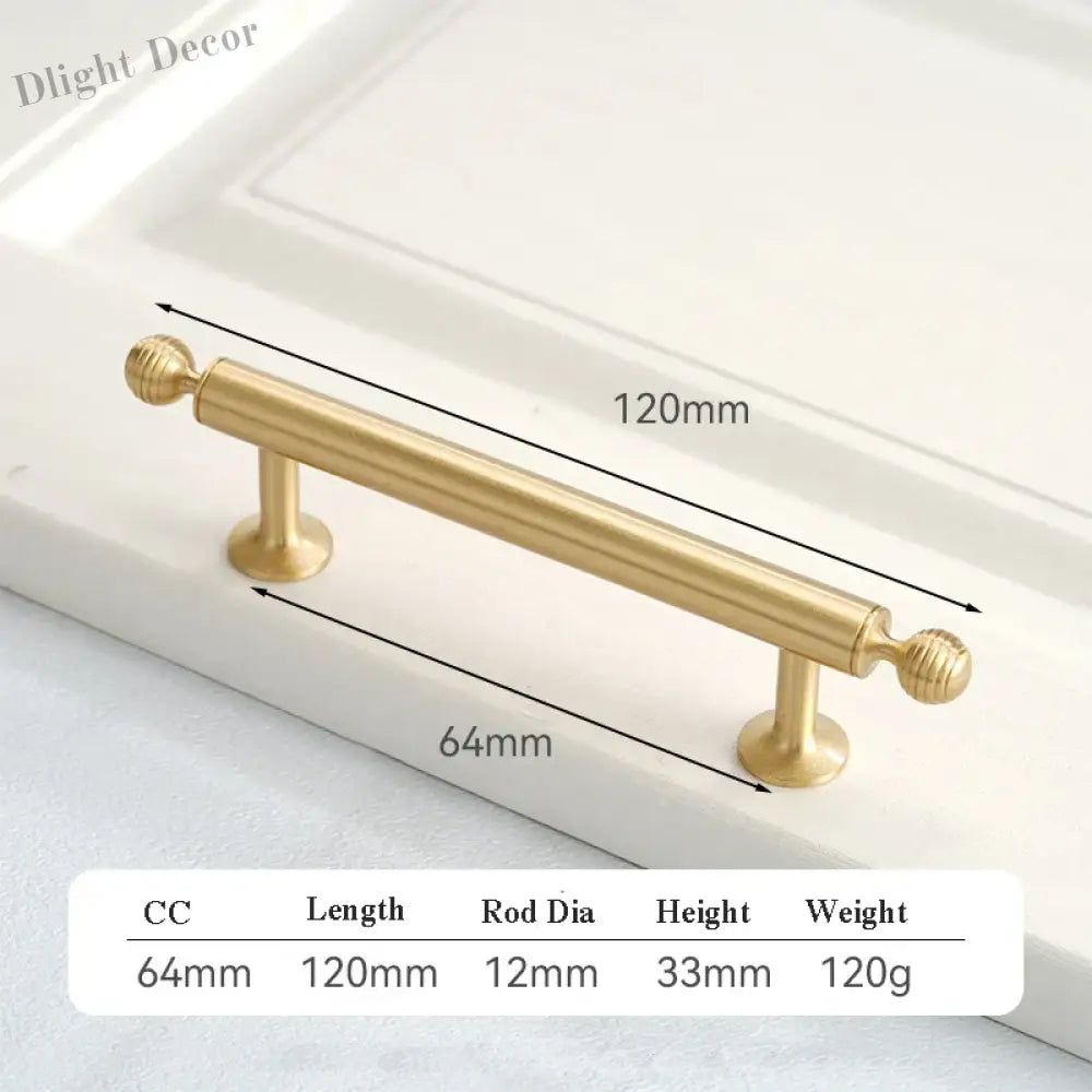 Satin Brushed Gold Brass Cabinet Handles – Modern Wardrobe and Drawer Knobs with French Style 2040-120 Handles