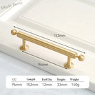 Satin Brushed Gold Brass Cabinet Handles – Modern Wardrobe and Drawer Knobs with French Style 2040-152 Handles