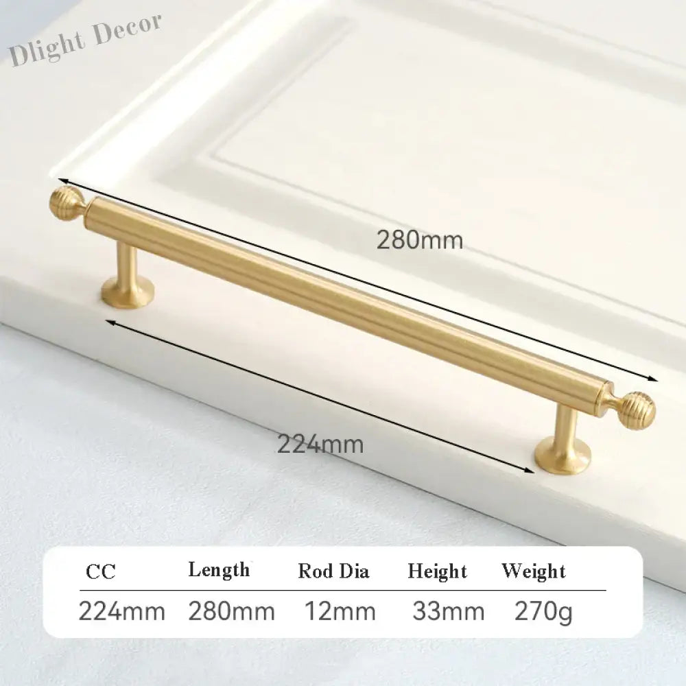 Satin Brushed Gold Brass Cabinet Handles – Modern Wardrobe and Drawer Knobs with French Style 2040-280 Handles