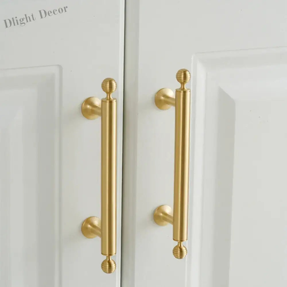 Satin Brushed Gold Brass Cabinet Handles – Modern Wardrobe and Drawer Knobs with French Style Handles
