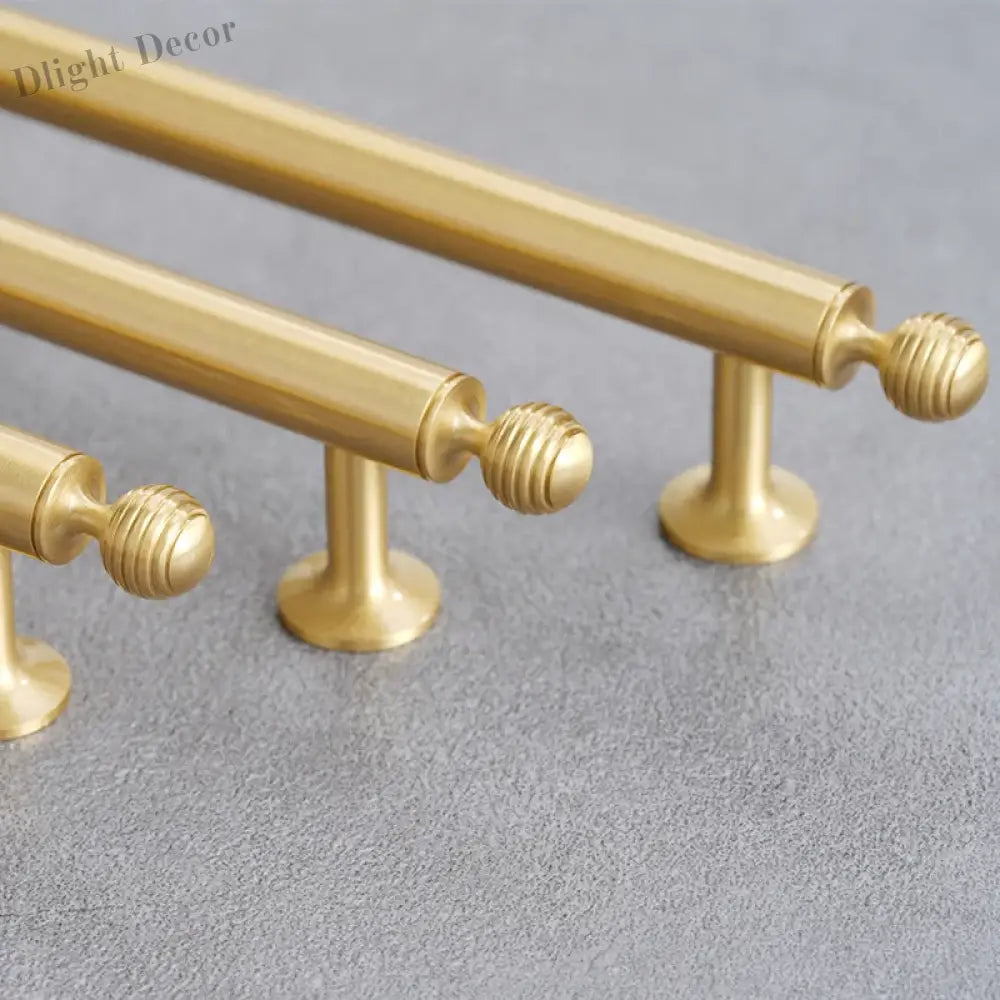 Satin Brushed Gold Brass Cabinet Handles – Modern Wardrobe and Drawer Knobs with French Style Handles