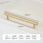 Satin Gold Brass Wardrobe Handles – Modern Drawer Knobs and Cabinet Bar Pulls (50mm-260mm) 2019-200 Handles