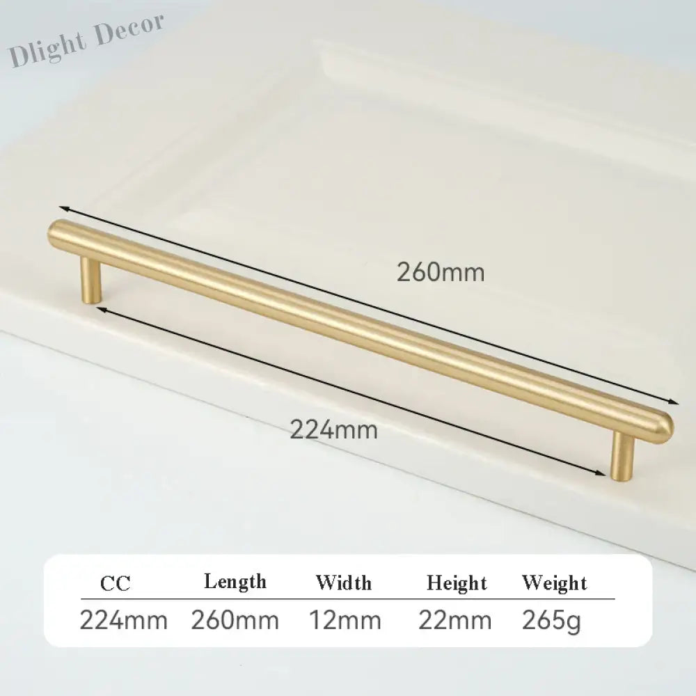 Satin Gold Brass Wardrobe Handles – Modern Drawer Knobs and Cabinet Bar Pulls (50mm-260mm) 2019-260 Handles