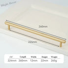 Satin Gold Brass Wardrobe Handles – Modern Drawer Knobs and Cabinet Bar Pulls (50mm-260mm) 2019-260 Handles