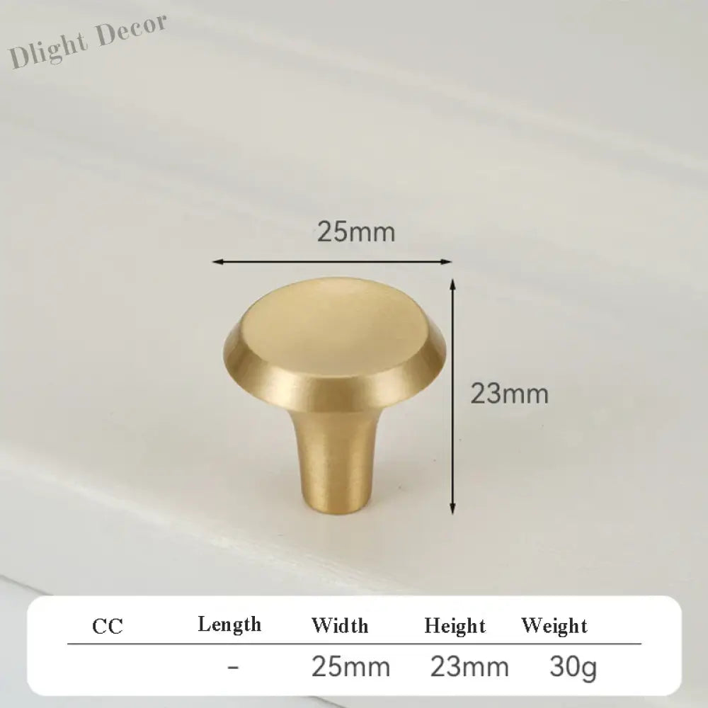 Satin Gold Brass Wardrobe Handles – Modern Drawer Knobs and Cabinet Bar Pulls (50mm-260mm) 25mm knob Handles