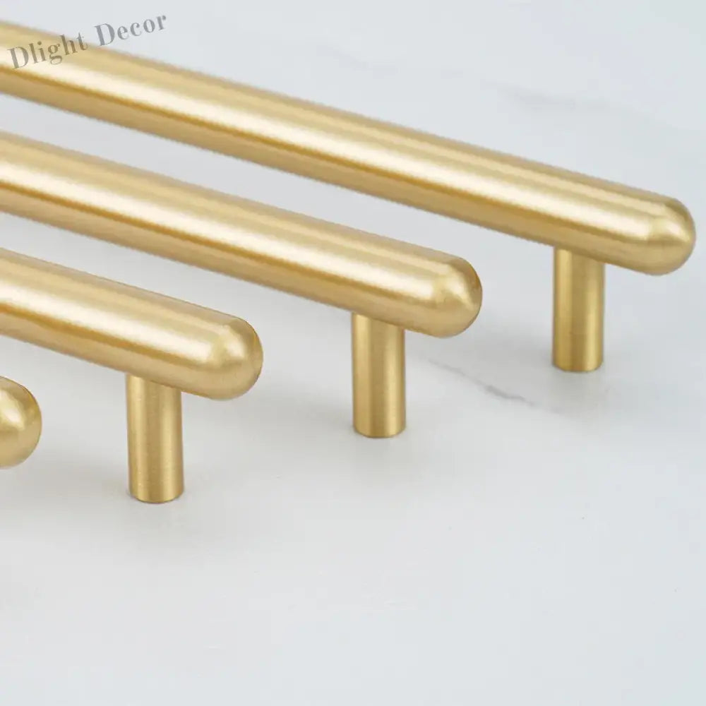 Satin Gold Brass Wardrobe Handles – Modern Drawer Knobs and Cabinet Bar Pulls (50mm-260mm) Handles
