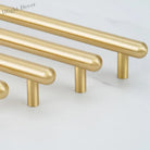 Satin Gold Brass Wardrobe Handles – Modern Drawer Knobs and Cabinet Bar Pulls (50mm-260mm) Handles