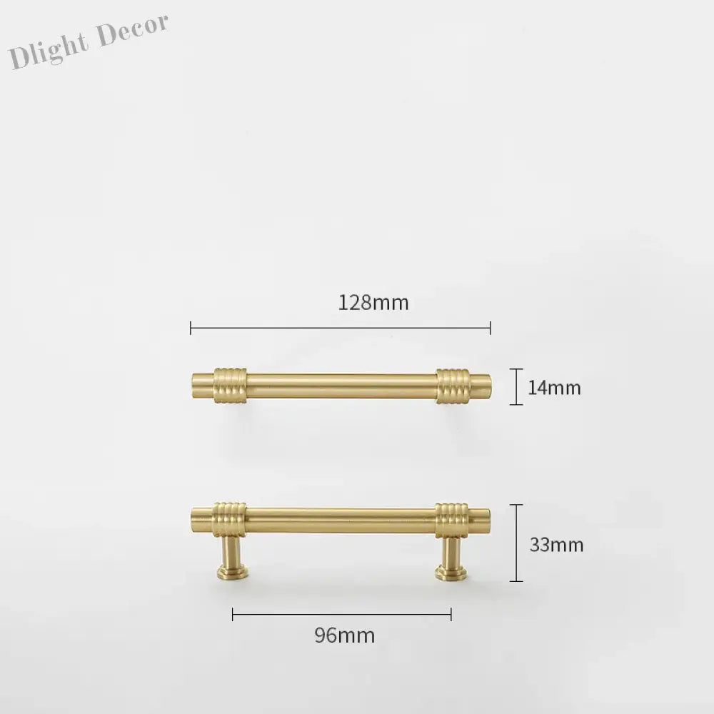 Satin Gold Furniture Handle – Solid Brass Cabinet Knobs and Drawer Pulls (50mm-358mm) 128mm length Handles