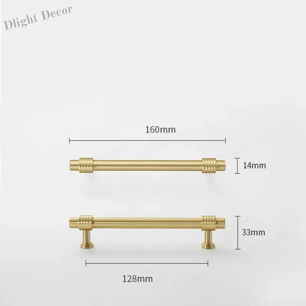 Satin Gold Furniture Handle – Solid Brass Cabinet Knobs and Drawer Pulls (50mm-358mm) 160mm length Handles