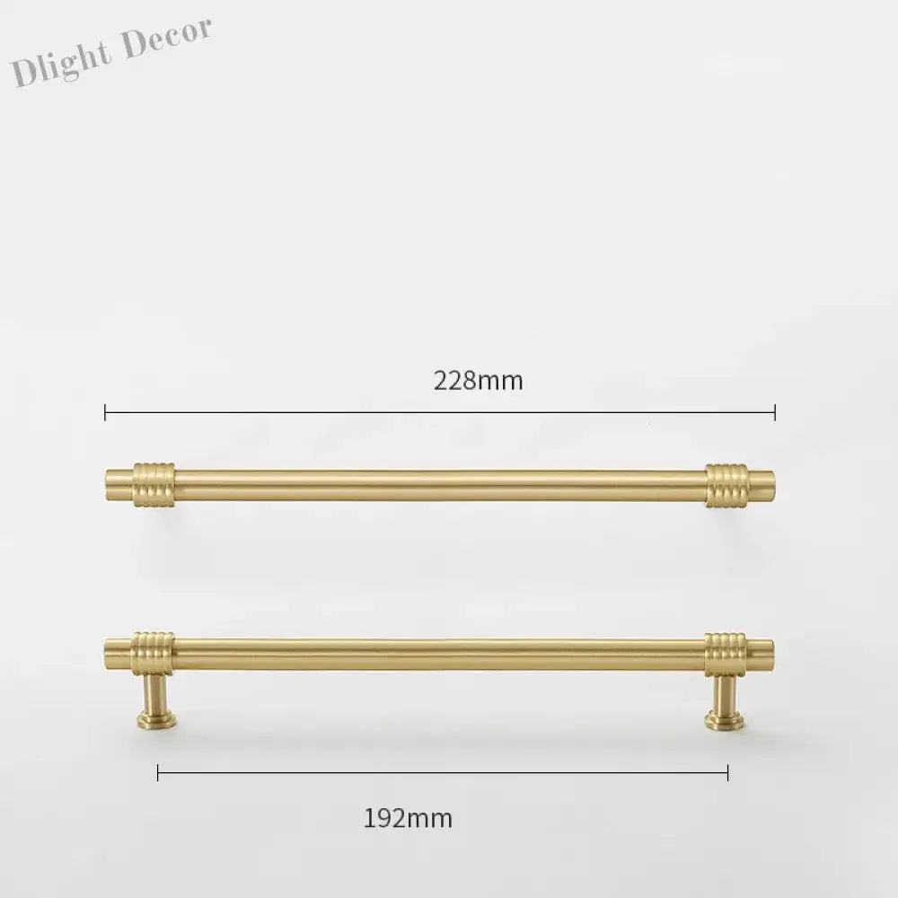 Satin Gold Furniture Handle – Solid Brass Cabinet Knobs and Drawer Pulls (50mm-358mm) 228mm length Handles