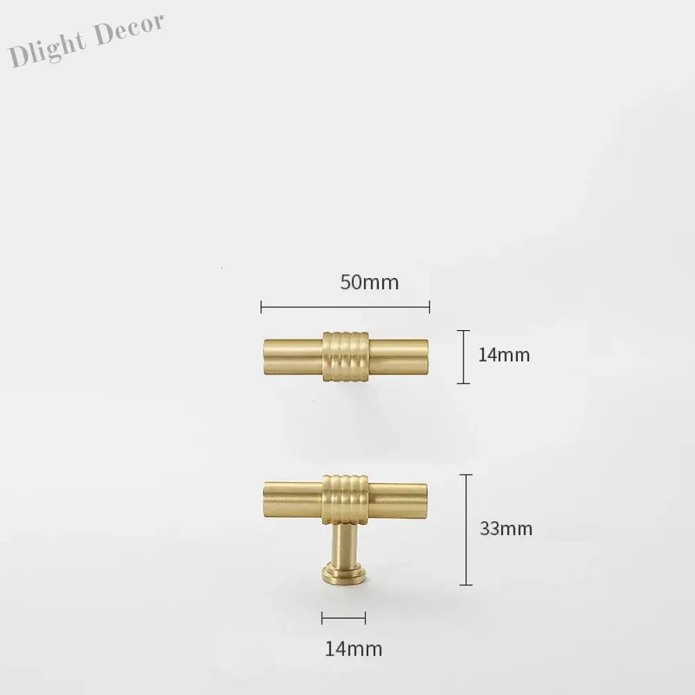 Satin Gold Furniture Handle – Solid Brass Cabinet Knobs and Drawer Pulls (50mm-358mm) 50mm T-bar Handles