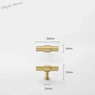 Satin Gold Furniture Handle – Solid Brass Cabinet Knobs and Drawer Pulls (50mm-358mm) 50mm T-bar Handles