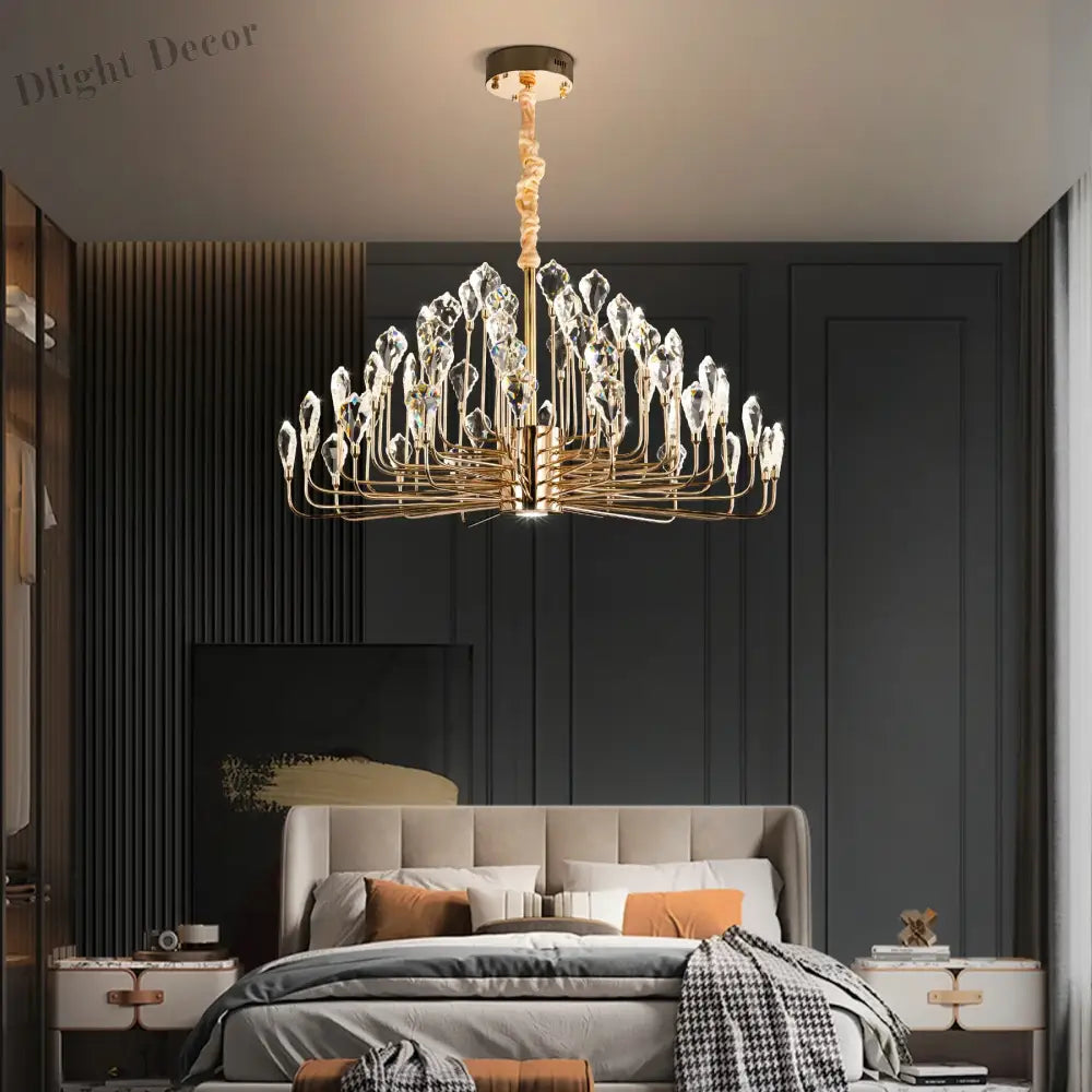 Serena Gold Crystal LED Chandelier – Modern Pendant Light for Dining & Living Room chandelier