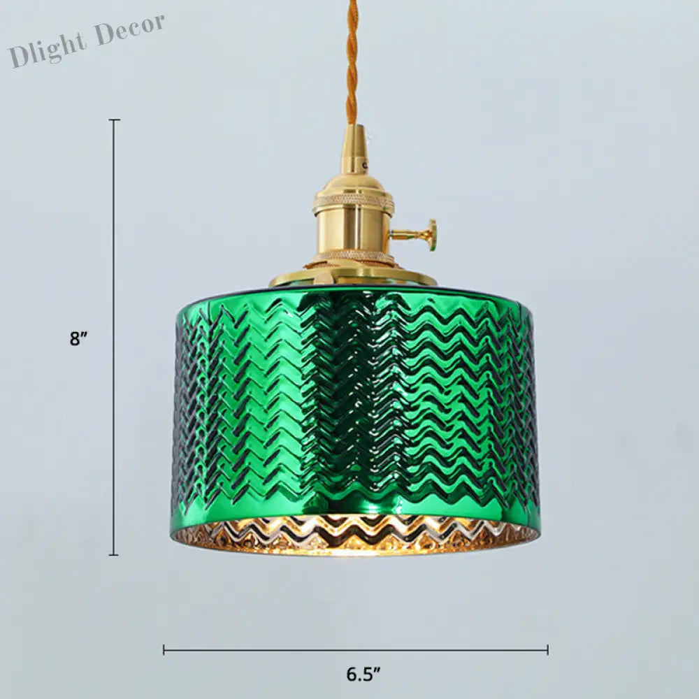 Serene Oasis: Vintage Wave Glass Pendant Lamp For Tranquil Evenings (1 - Light Green)