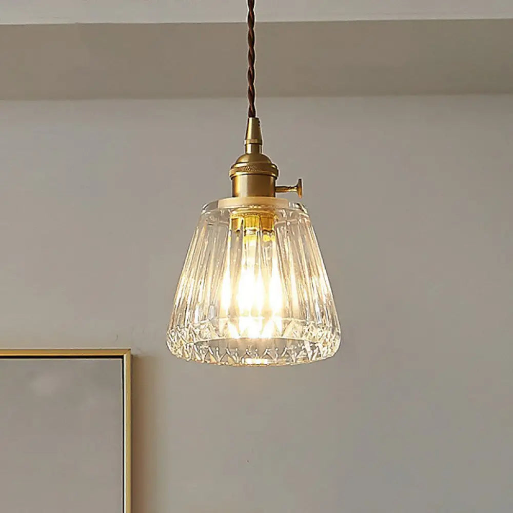 Serenity Industrial Pendant: Modern Tapered Glass For Warm Ambiance Clear