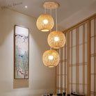 Set Of 3 Modern Hand - Knitted Bamboo Rattan Pendant Lights - Weaving Elegance For Your Home