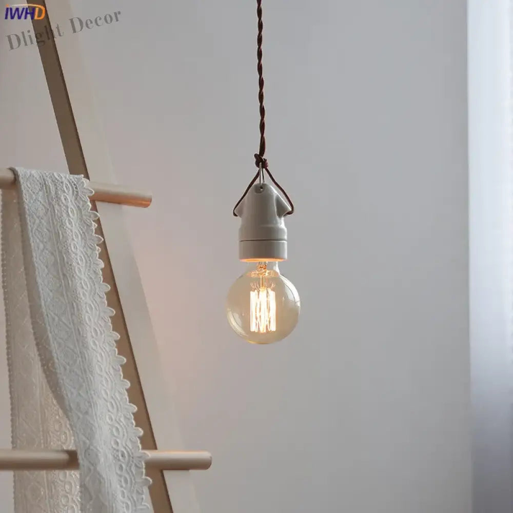 Single Head Ceramic Led Pendant Lamp Beside Industrial Loft Vintage Style Hanging Light Japanese