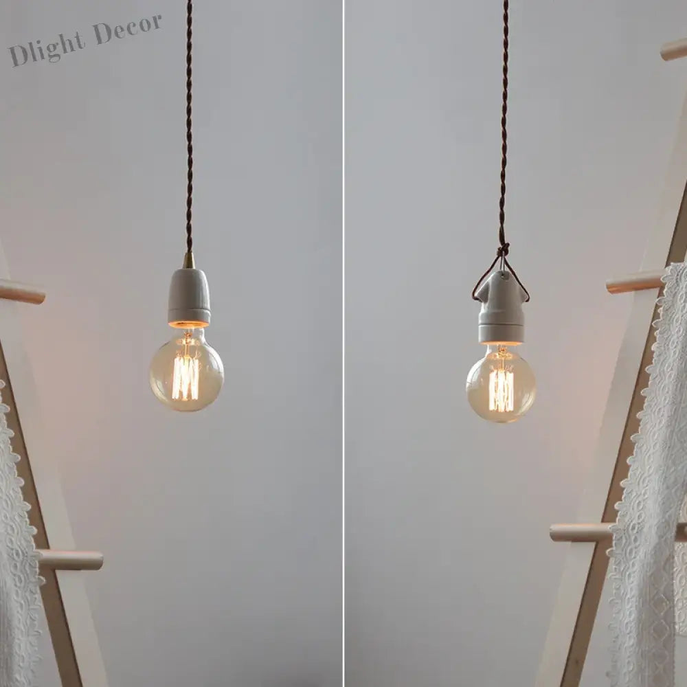 Single Head Ceramic Led Pendant Lamp Beside Industrial Loft Vintage Style Hanging Light Japanese