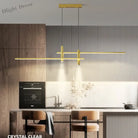 Sleek Black And Gold Led Chandelier - Minimalist Lighting For Kitchen Dining Room Decor Pendant