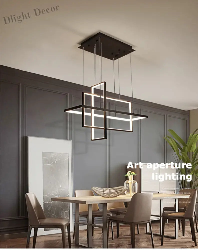 Sleek Led Rectangular Chandelier Light - Perfect For Kitchen Dining Living Room And Bedroom Decor