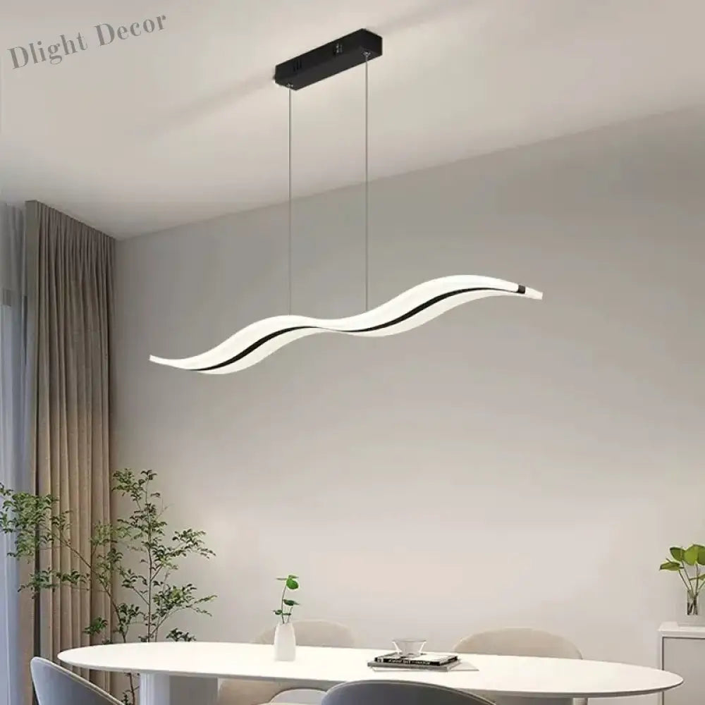 Sleek Led Wave Pendant Light - Minimalist Elegance For Dining Rooms And Creative Restaurant Decor