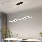 Sleek Led Wave Pendant Light - Minimalist Elegance For Dining Rooms And Creative Restaurant Decor