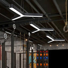 Sleek Metal Y - Shaped Led Pendant Lamp - Black & Silver Perfect For Gymnasiums (23.5’ 47’) Lights