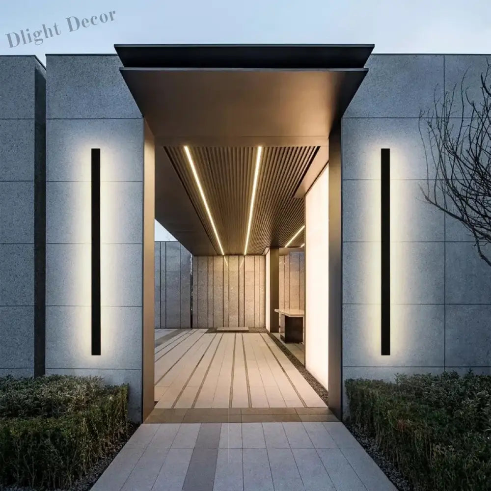 Sleek Outdoor Waterproof Long Strip Wall Lamps - Modern Elegance For Creative Villas Courtyards And