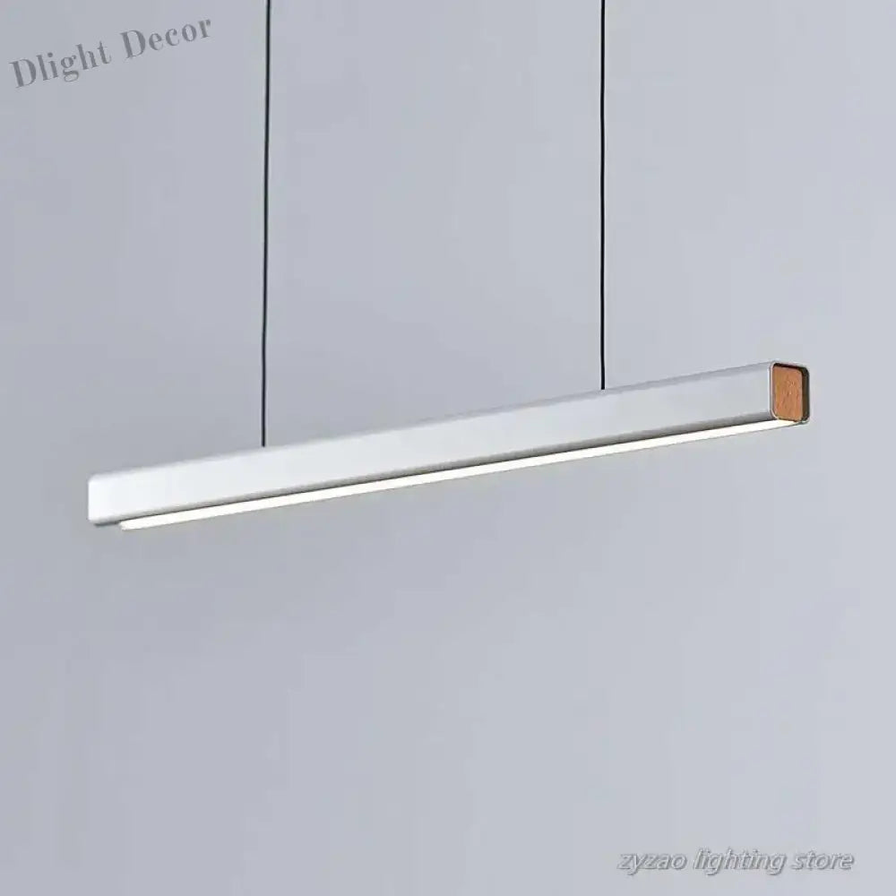 Sleek Wooden Line Led Pendant Lamp - Modern Minimalist Lighting For Office Dining Room Cafe And Bar