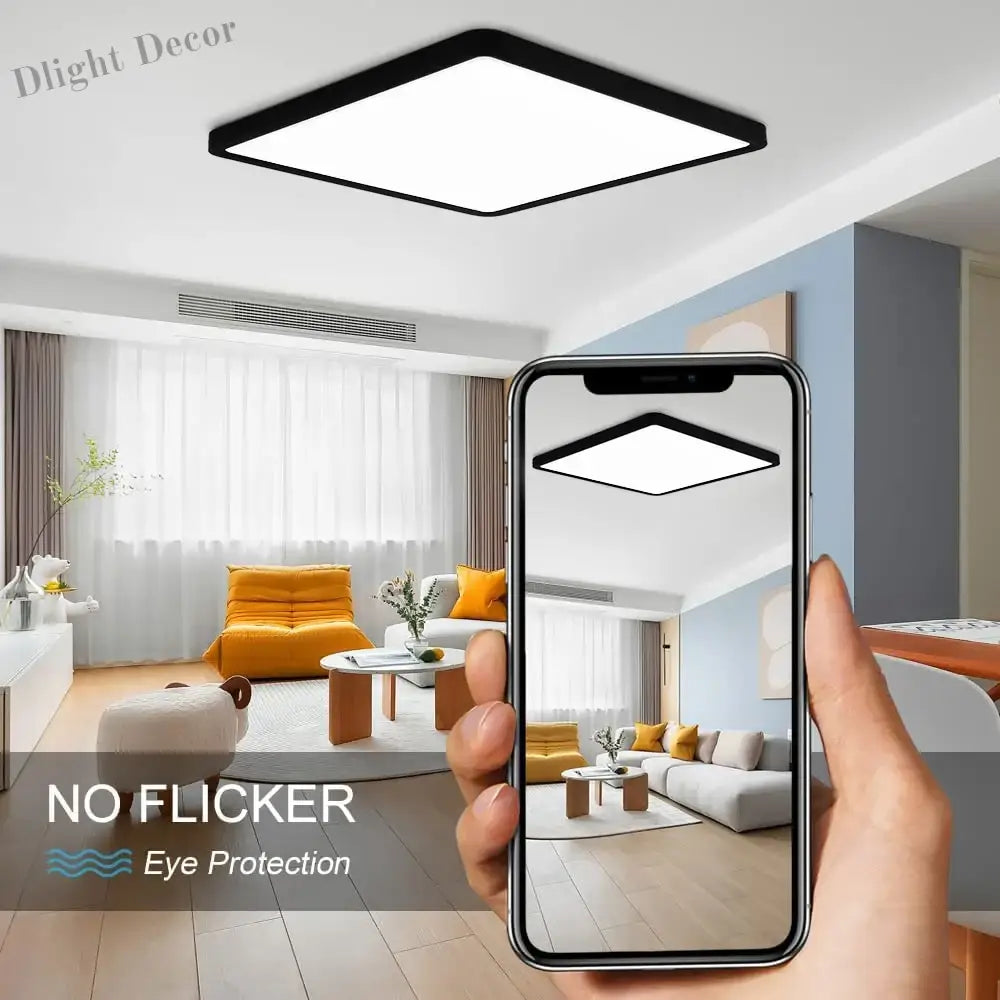 Smart Led Ceiling Lamp - 20 - Inch Ultra - Thin Lighting Fixture For Living Room Bedroom And