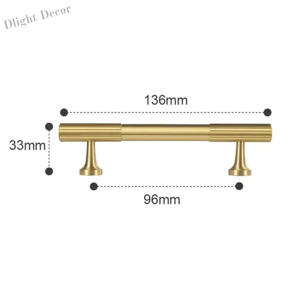 Solid Brass Art Deco Kitchen Cabinet Handles – Knurled T-Bar and Wardrobe Pulls TS-9012-136 Handles