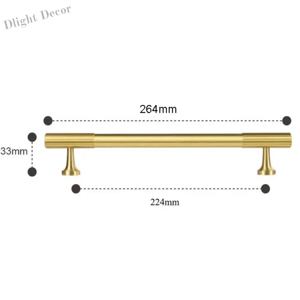 Solid Brass Art Deco Kitchen Cabinet Handles – Knurled T-Bar and Wardrobe Pulls TS-9012-264 Handles