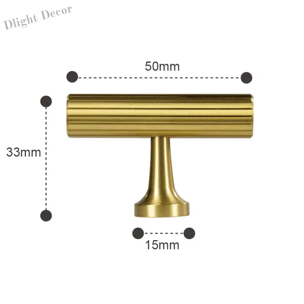 Solid Brass Art Deco Kitchen Cabinet Handles – Knurled T-Bar and Wardrobe Pulls TS-9012-50 Handles