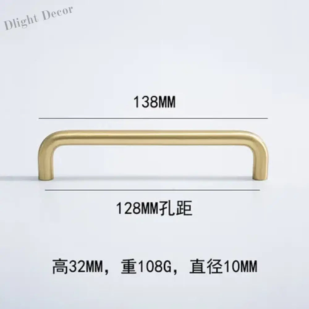 Solid Brass Cabinet Handles - Modern Golden Drawer Pulls for Dresser Wardrobe and Kitchen Cupboards Golden 128mm