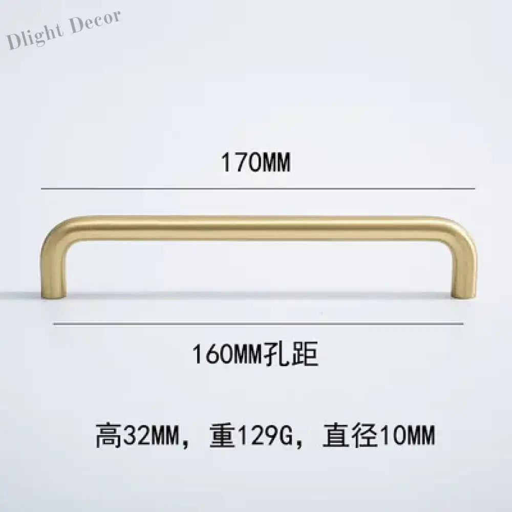 Solid Brass Cabinet Handles - Modern Golden Drawer Pulls for Dresser Wardrobe and Kitchen Cupboards Golden 160mm