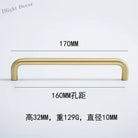Solid Brass Cabinet Handles - Modern Golden Drawer Pulls for Dresser Wardrobe and Kitchen Cupboards Golden 160mm