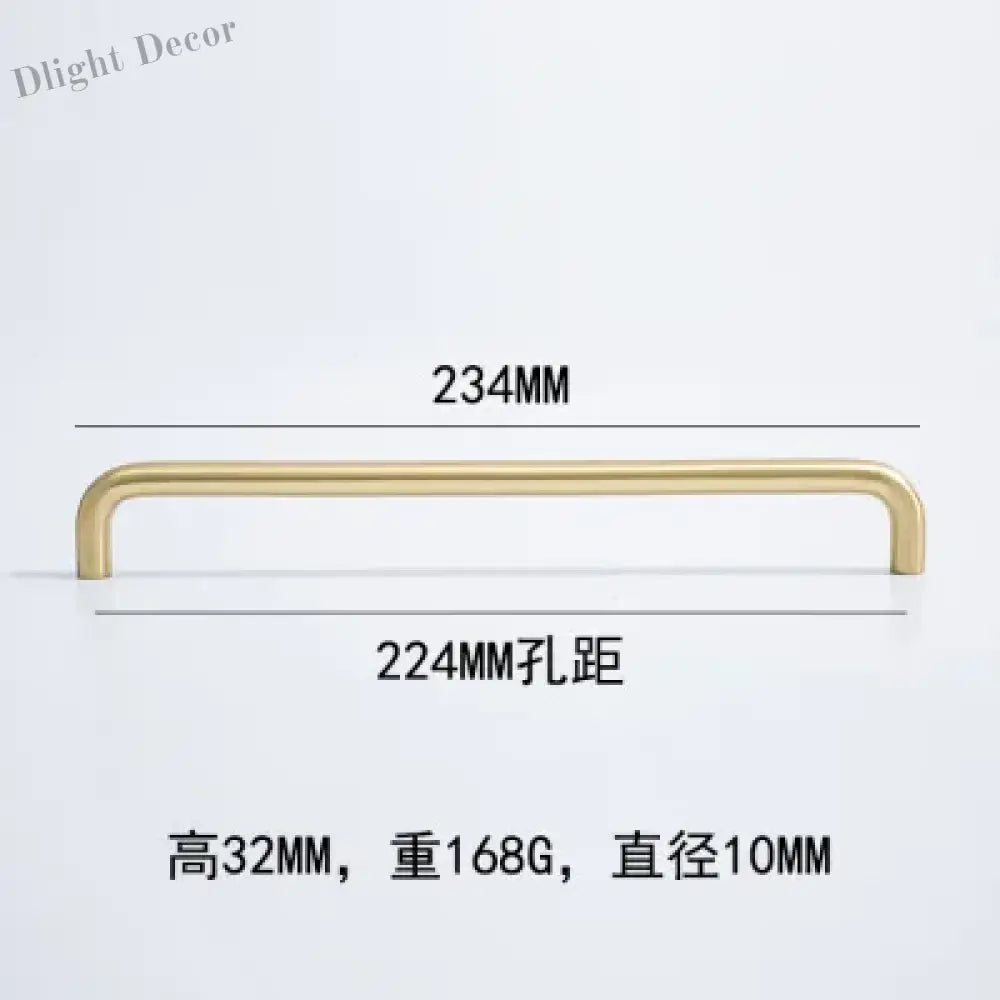 Solid Brass Cabinet Handles - Modern Golden Drawer Pulls for Dresser Wardrobe and Kitchen Cupboards Golden 224mm
