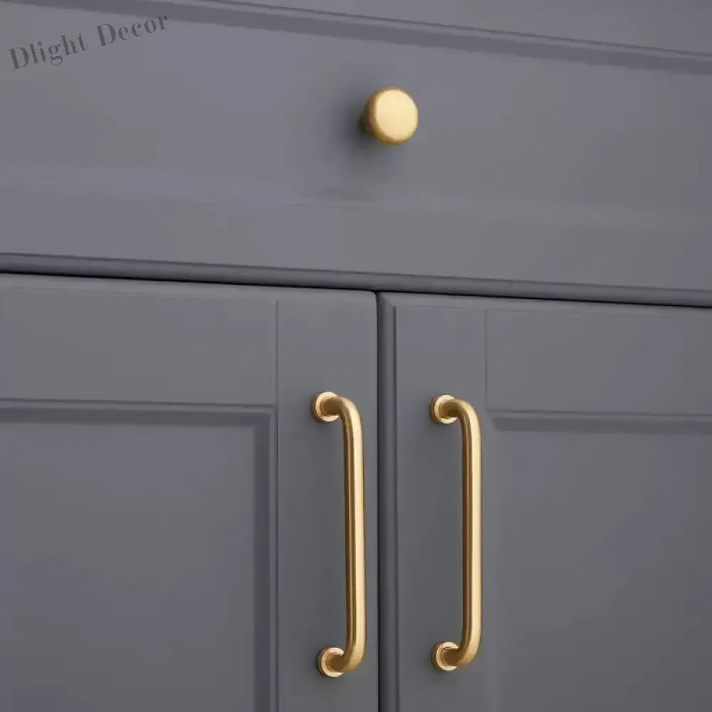 Solid Brass Cabinet Handles - Modern Golden Drawer Pulls for Dresser Wardrobe and Kitchen Cupboards