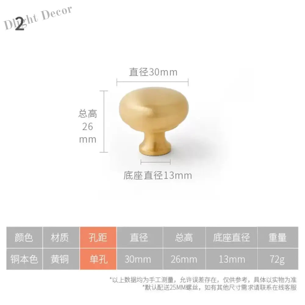 Solid Brass Cabinet Handles - Modern Golden Drawer Pulls for Dresser Wardrobe and Kitchen Cupboards Golden single hole L