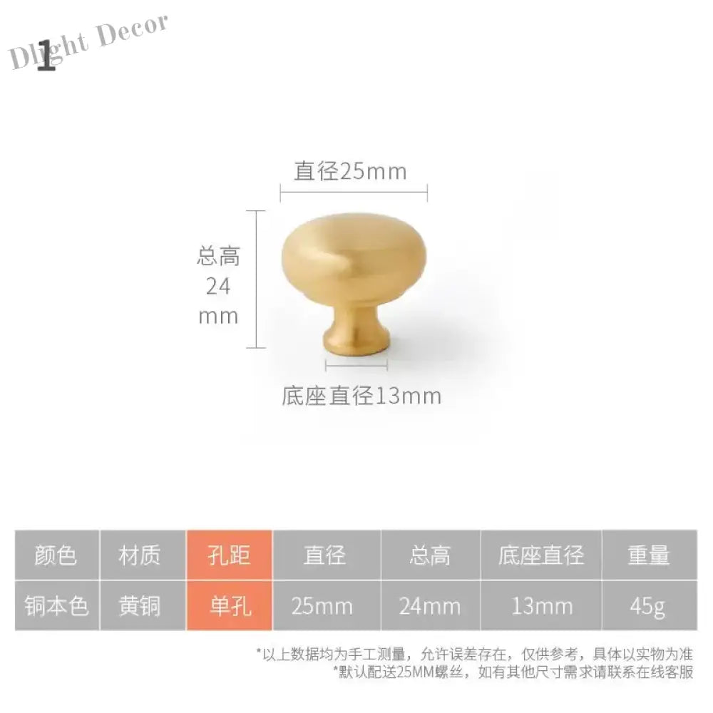 Solid Brass Cabinet Handles - Modern Golden Drawer Pulls for Dresser Wardrobe and Kitchen Cupboards Golden single hole S