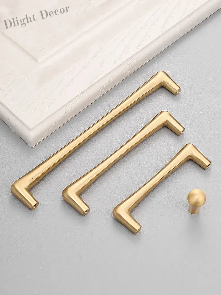 Solid Brass Cabinet Handles – Satin Brass Gold Bar Pulls and Knobs for Drawers and Wardrobes Handles