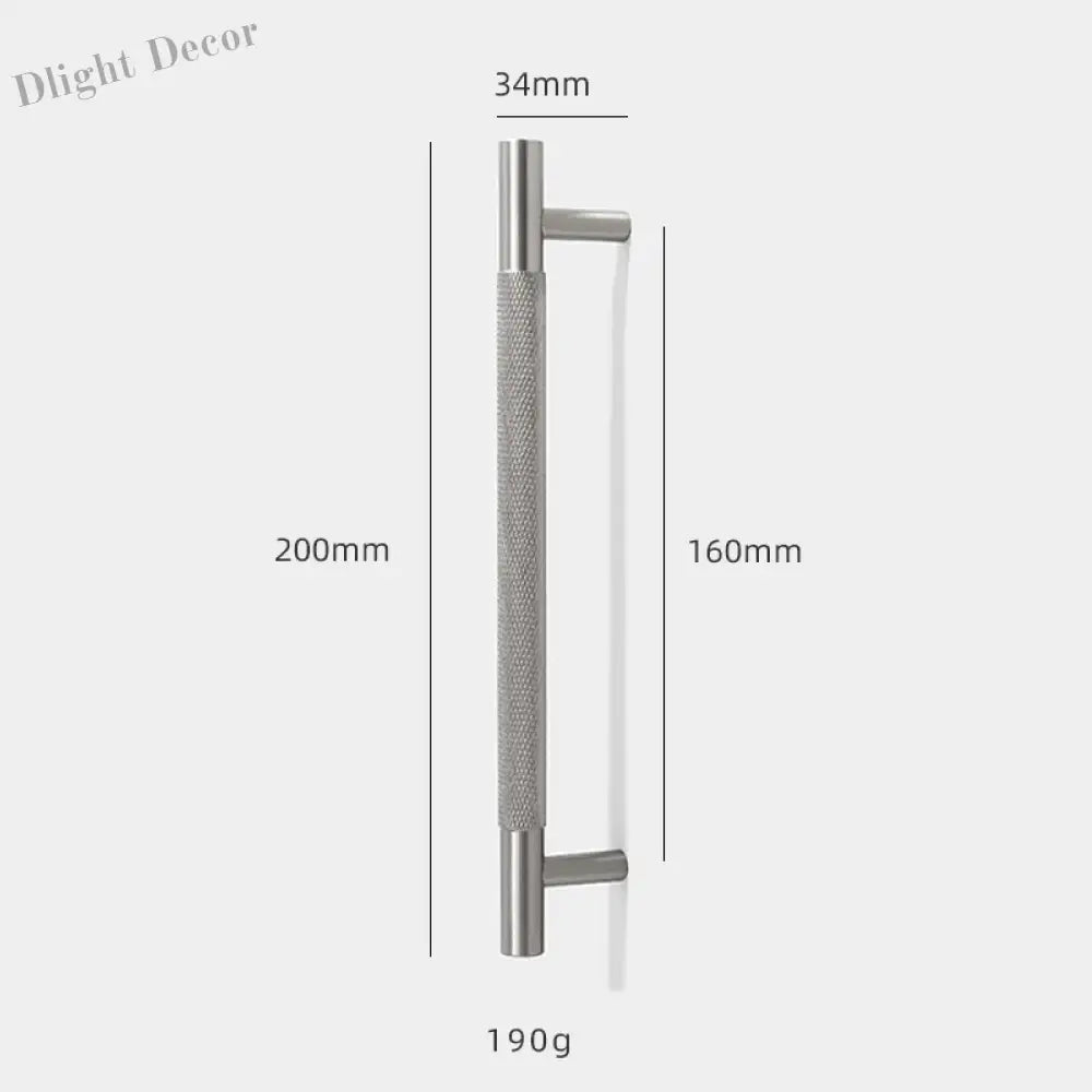 Solid Brass Knurled Cabinet Handles – Brushed Nickel Wardrobe Pulls and Textured Bar Knobs 200mm Handles