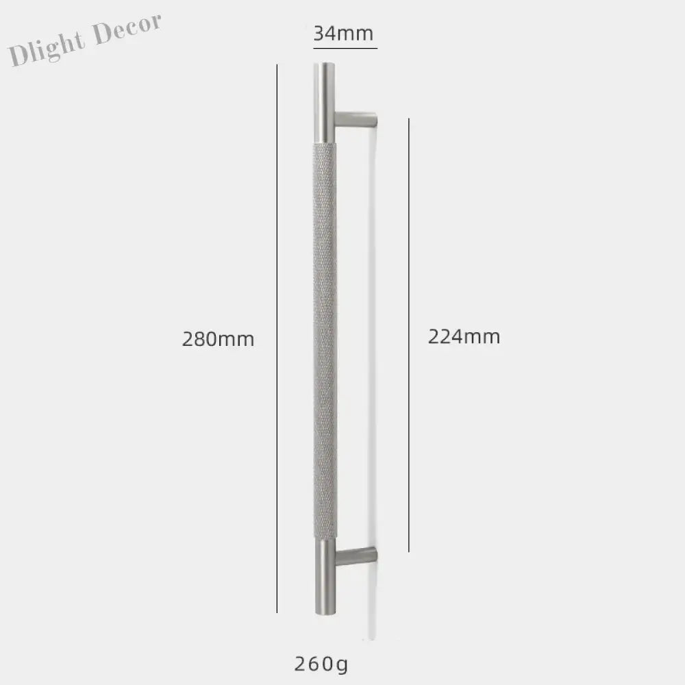 Solid Brass Knurled Cabinet Handles – Brushed Nickel Wardrobe Pulls and Textured Bar Knobs 280mm Handles