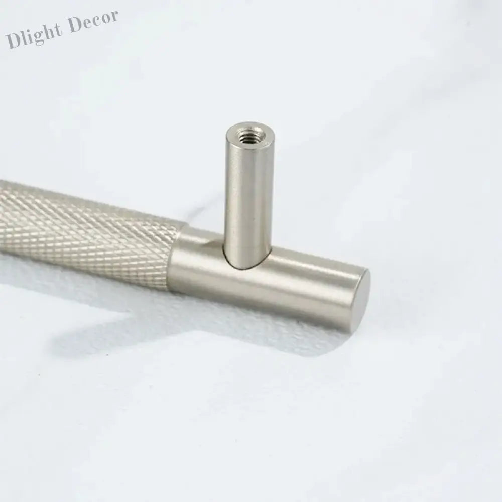 Solid Brass Knurled Cabinet Handles – Brushed Nickel Wardrobe Pulls and Textured Bar Knobs Handles