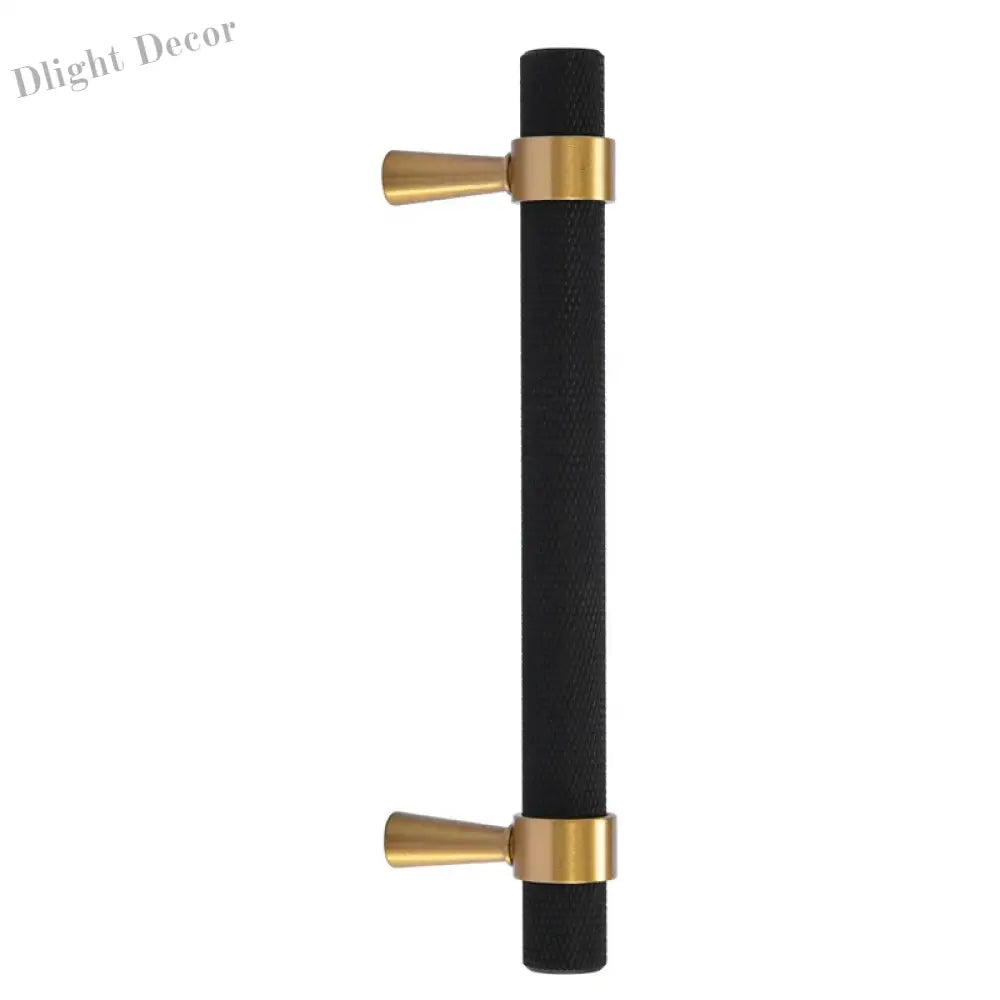 Solid Brass Knurled Cabinet Handles – Gold and Black Wardrobe Knobs and Drawer Pulls Handles