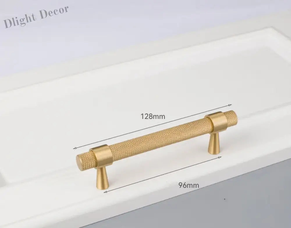 Solid Brass Knurled Cabinet Handles – Gold and Black Wardrobe Knobs and Drawer Pulls 9010-128G Handles